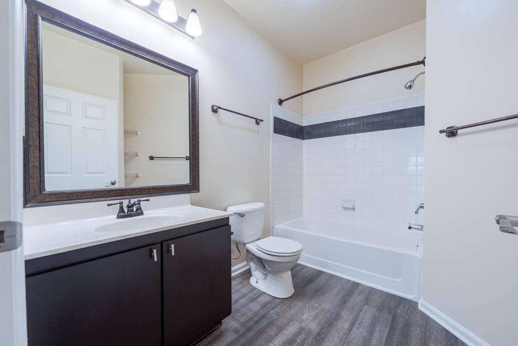 A bathroom with a white toilet and a white bathtub.at Riverview Landing @ Valley Forge, Pennsylvania, 19403