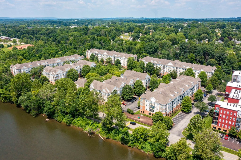 Aerial River Flows at Riverview Landing @ Valley Forge, Eagleville, PA