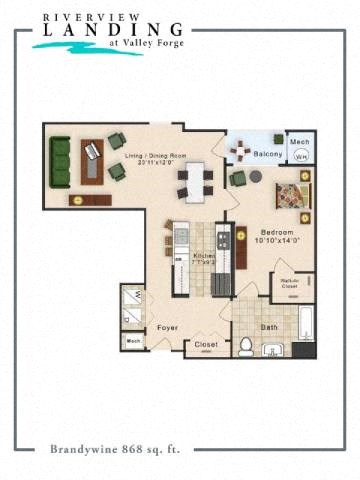 Brandywine Floor Plan at Riverview Landing @ Valley Forge, Pennsylvania