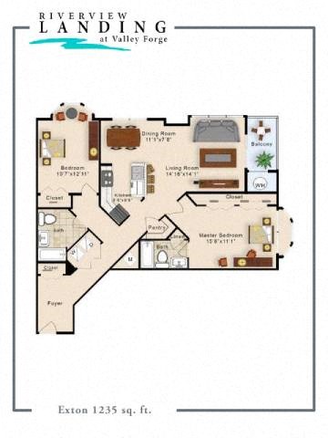 Exton Floor Plan at Riverview Landing @ Valley Forge, Eagleville, PA