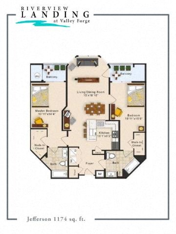 Jefferson Floor Plan at Riverview Landing @ Valley Forge, Pennsylvania