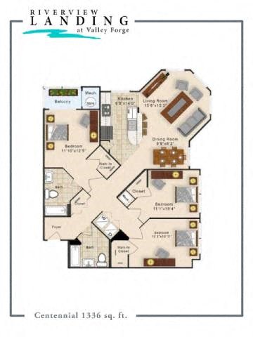 Centennial Floor Plan at Riverview Landing @ Valley Forge, Eagleville, PA