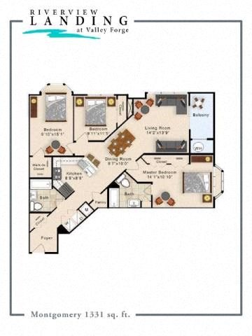 Montogmery Floor Plan at Riverview Landing @ Valley Forge, Eagleville, PA 19403