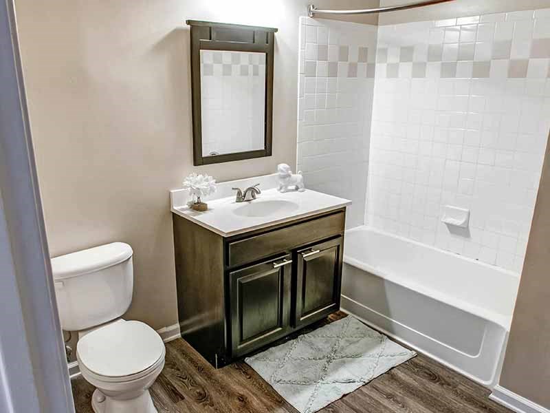 a bathroom with a sink toilet and a bath tub at Riverview Landing @ Valley Forge, Eagleville, PA 19403