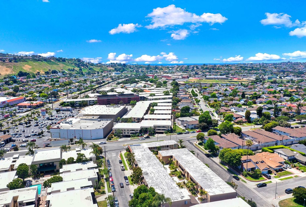 an aerial view of the city at Camino de Oro Apartments, Torrance, CA, 90505