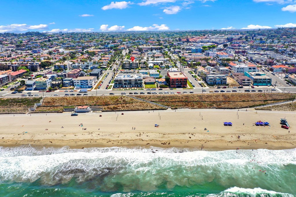 an aerial view of the beach and the city  at Royal Towers Apartments, Redondo Beach, CA