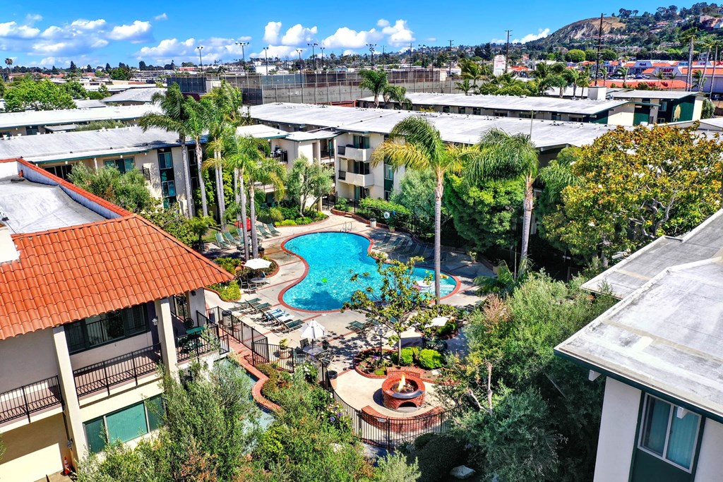 a view of the pool at residence inn at Willow Tree Apartments, California