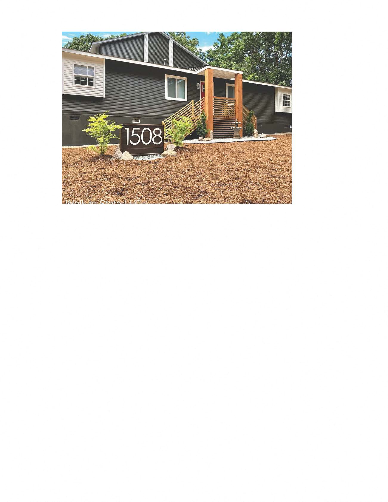 A house numbered 1508 with a brown front yard.