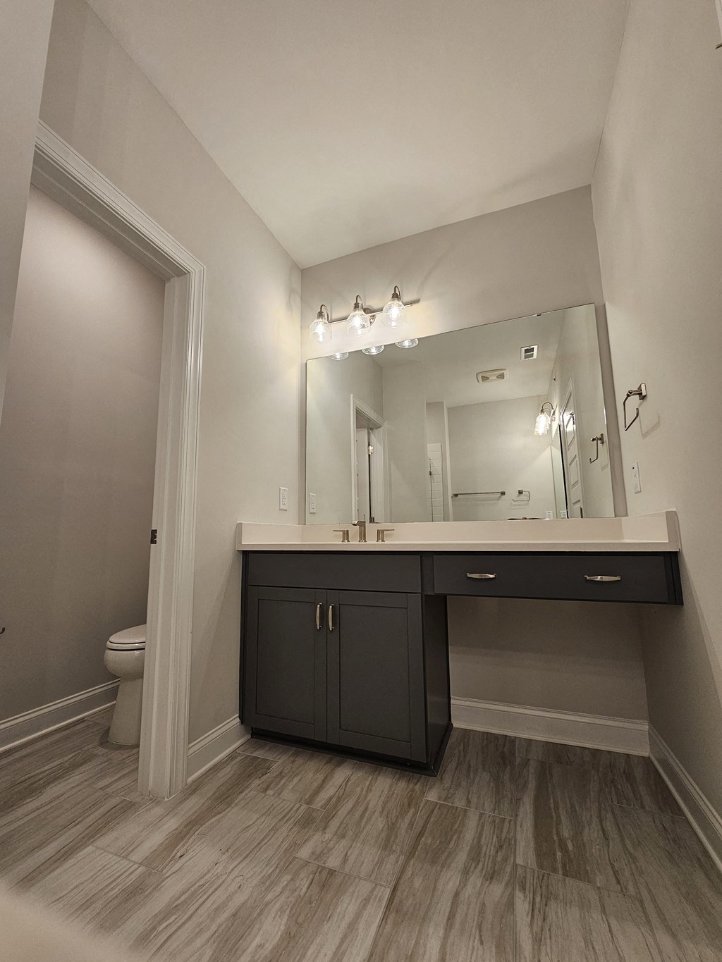 a bathroom with a sink and a mirror and a toilet