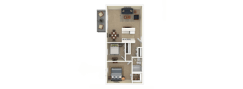 a floor plan of a house with a bedroom and a living room