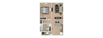 a floor plan of a studio apartment with a bedroom and living room