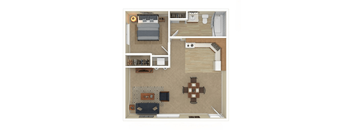 a bedroom floor plan with a living room and a dining room