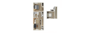 a floor plan of a house with a bedroom and a living room