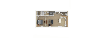 a bedroom floor plan with furniture and a closet