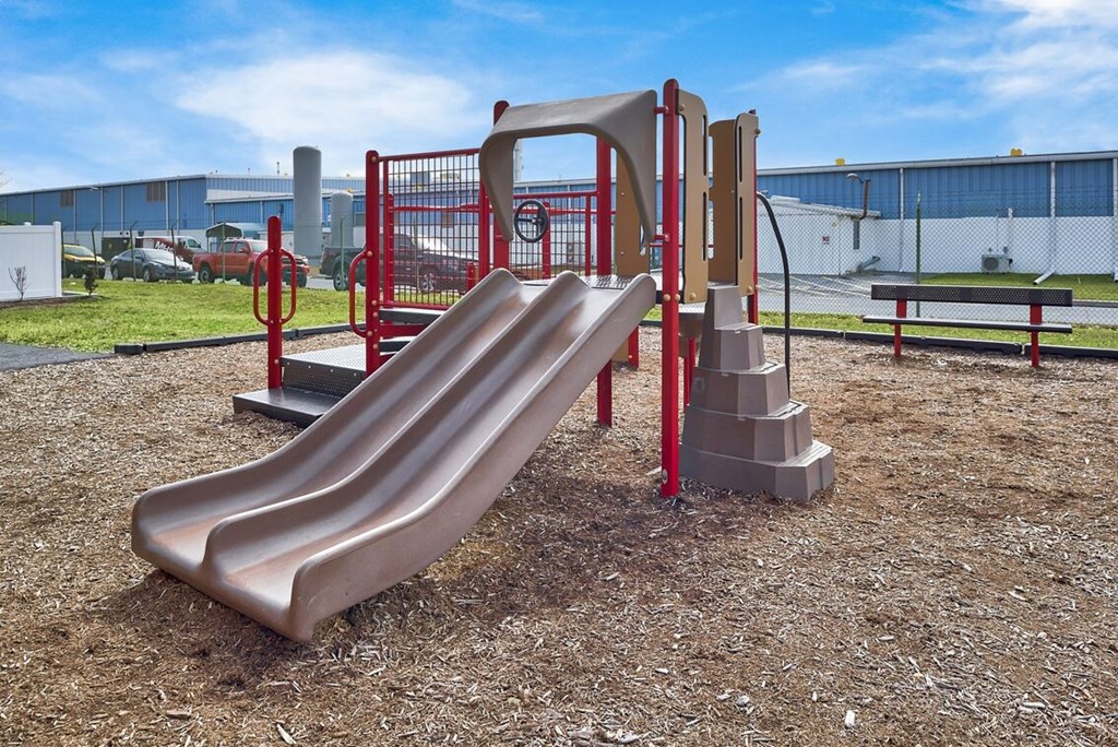 a slide on a playground at a school