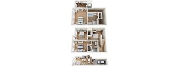 Four different floor plans of a house are shown.