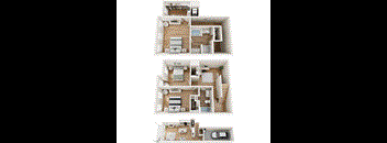 Four different floor plans of a house are shown.
