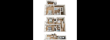 Four different floor plans of a house are shown.