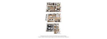 Three different floor plans of a house are shown.