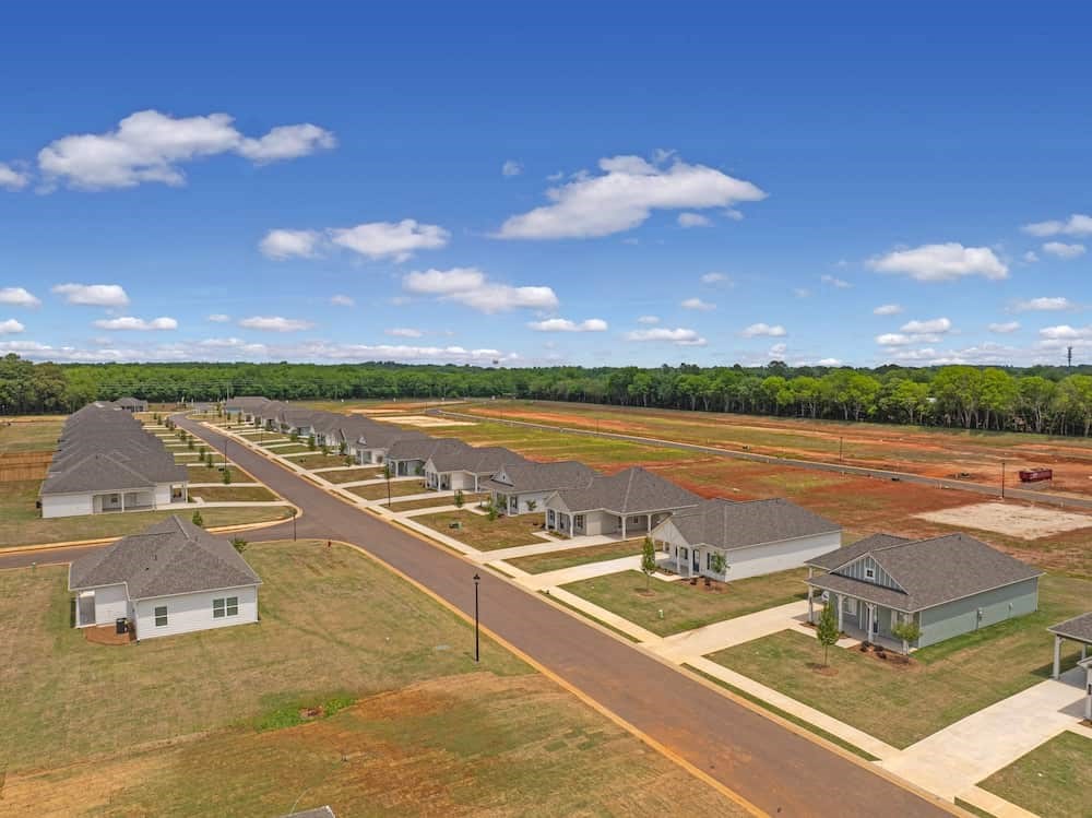A row of houses in a residential area.