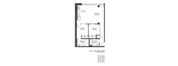 A black and white drawing of a two bedroom apartment.