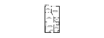 A drawing of a floor plan for Unit A shows a living area, a kitchen, a bathroom, a bedroom, a patio, and an entry way.