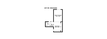 A floor plan for a unit named Mezzanine shows a second story landing with two doors.