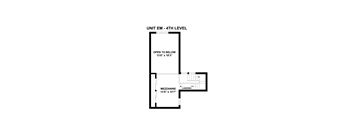 A floor plan for a 4th level unit with a landings and an open area below.