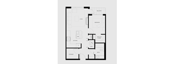 the floor plan of a bedroom apartment