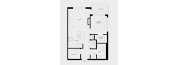 the floor plan of a bedroom apartment