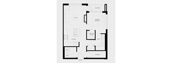 a floor plan of a room with a black and white floor