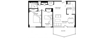 A black and white image of a floor plan for a home.
