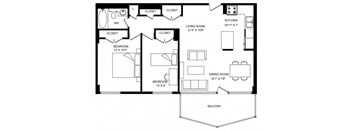 A black and white image of a floor plan for a home.