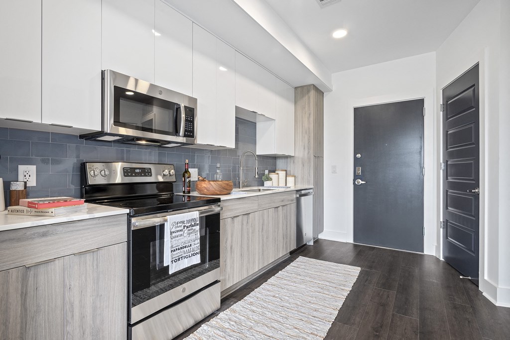 Electric Range In Kitchen at Arya Peachtree, Atlanta, GA