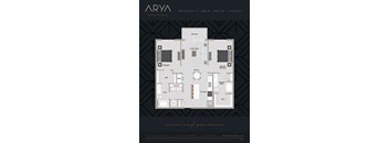 Two Bedroom Two Bath Basquiat 1 floor plan at Arya Peachtree, Georgia, 30309