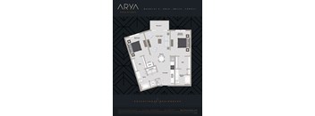 Two Bedroom Two Bath Basquiat 2 floor plan at Arya Peachtree, Georgia