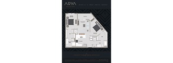 Two Bedroom Two Bath Benglis 2 floor plan at Arya Peachtree, Atlanta, GA