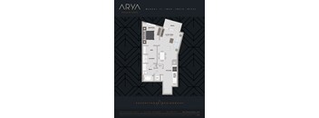 One Bedroom One Bath Warhol 2 floor plan at Arya Peachtree, Atlanta