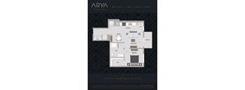 One Bedroom One Bath Whitten 1 floor plan at Arya Peachtree, Atlanta, GA