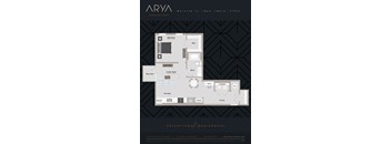 One Bedroom One Bath Whitten 2 floor plan at Arya Peachtree, Atlanta, GA, 30309