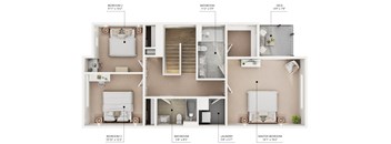 A floor plan of a house with dimensions of each room.