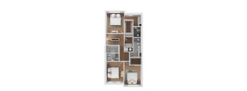 D2 Floor Plan at 5Fifty5, Des Moines, 50309  