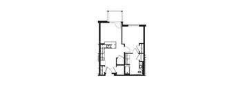 A black and white floor plan of a house with multiple rooms.