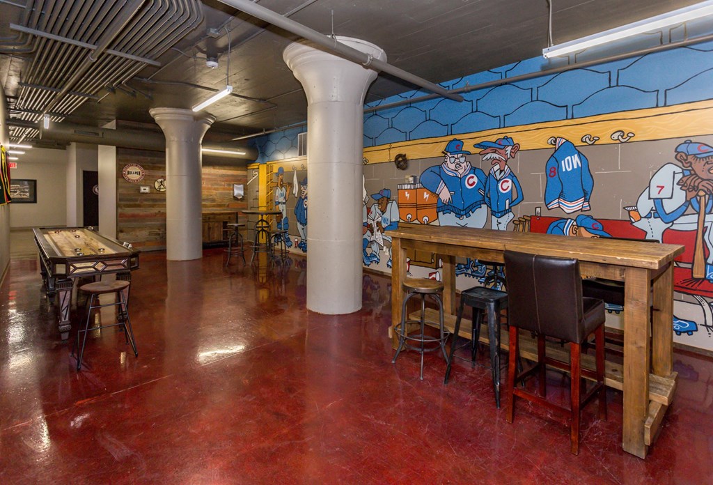 Modern Clubhouse With A Game Room at Ballyard Lofts, Indigo Living, IA, Iowa