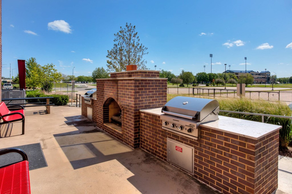Patio with Grilling Station at Ballyard Lofts, Iowa