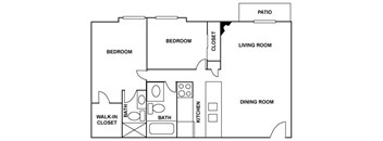B6 2 bedroom 2 bathroom floor plan at Bristol Ridge in Urbandale, Iowa.