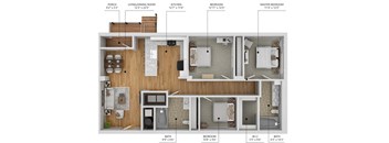 C1 Floor Plan at Level, Des Moines, IA 50309  