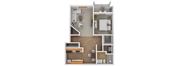 The A2 floor plan at Autumn Park in Sioux Falls, South Dakota with the 1 bedroom and 1 bathroom.