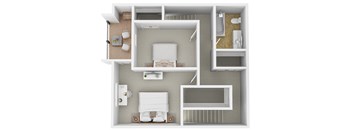 The second floor of the B4 floor plan at Autumn Park in Sioux Falls, South Dakota with 2 bedrooms and 2 bathrooms.