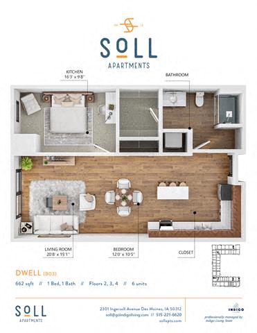 A4 Floor Plan at Soll, Des Moines, IA 50312  